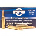 20 CARTOUCHES PPU PARTIZAN 222 REM 55GR FMJ BT