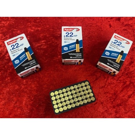 50 cartouches AGUILA 22LR SUBSONIQUE HP 38grains