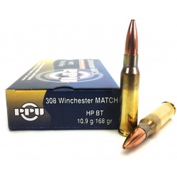 20 cartouches partizan cal 308w 168grs hpbt match