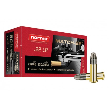 50 cartouches NORMA MATCH 22LR 40gr nr